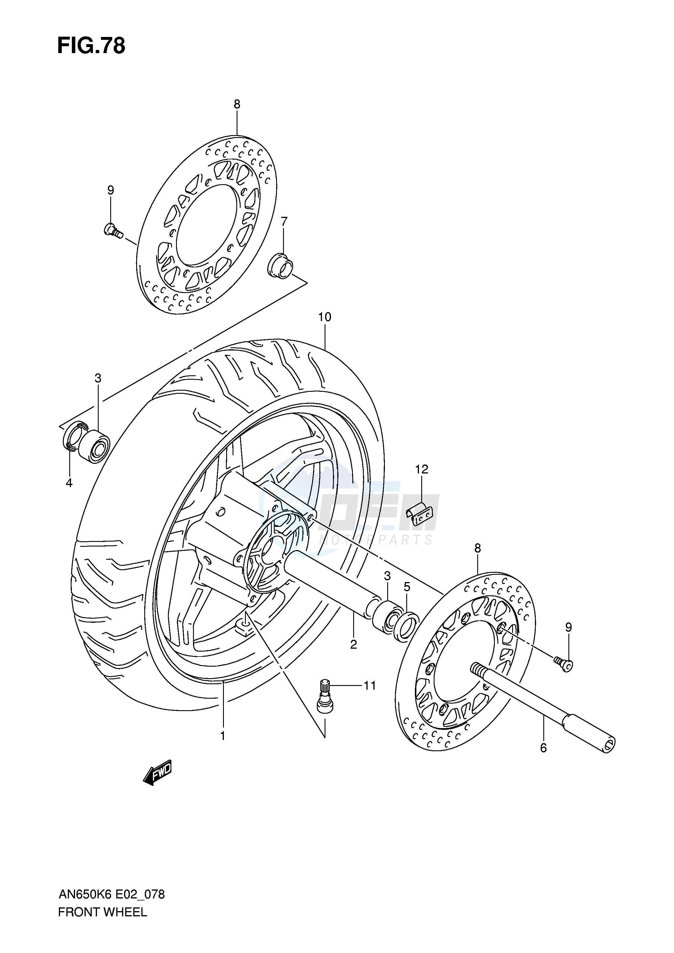 FRONT WHEEL (AN650K6 K7 K8 K9 L0) image