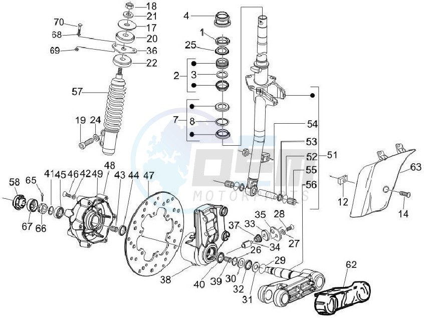 Fork - steering tube - Steering bearing unit blueprint