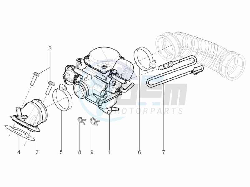 Carburetor assembly - Pipe joint blueprint