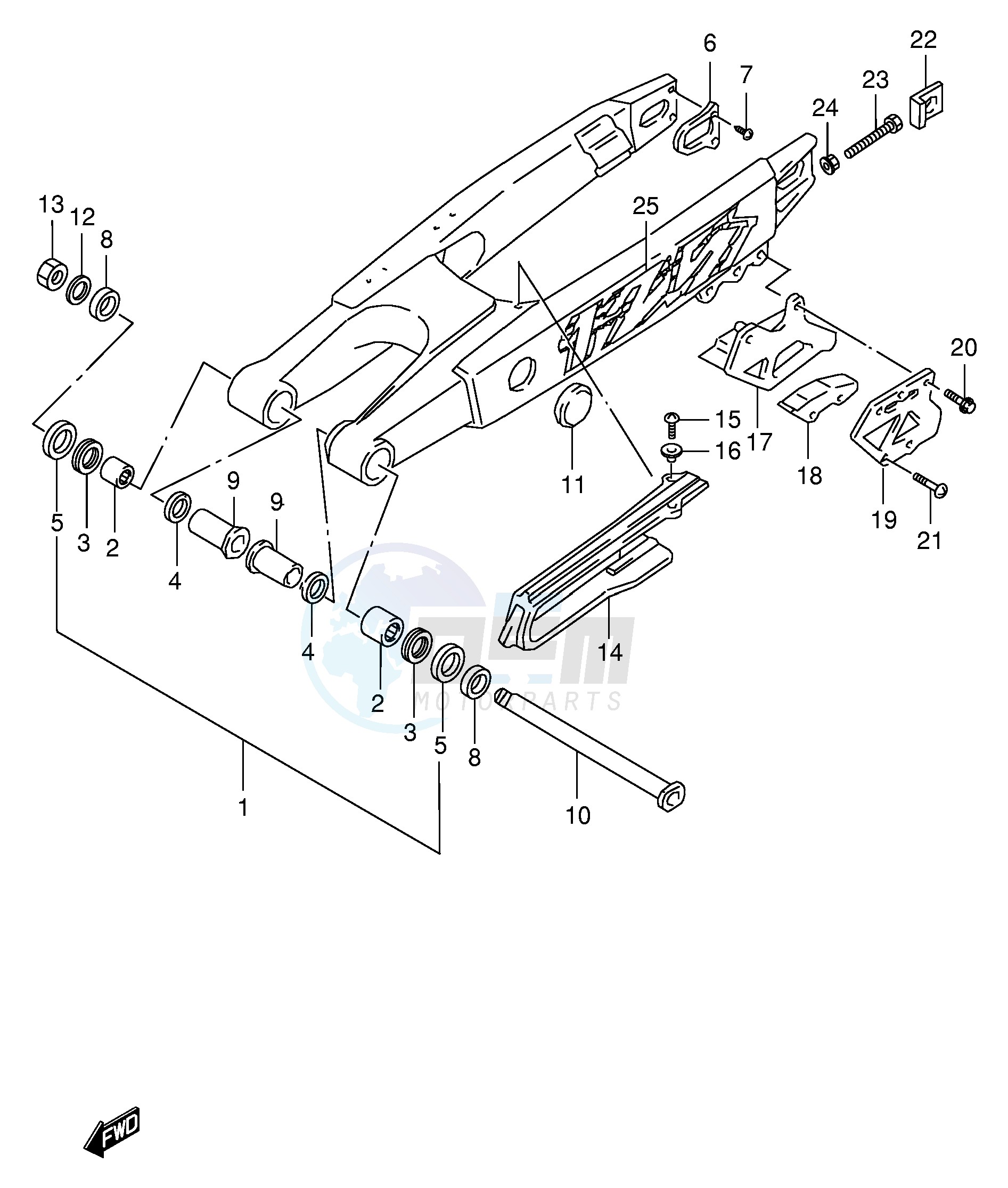 REAR SWINGING ARM (MODEL V) blueprint