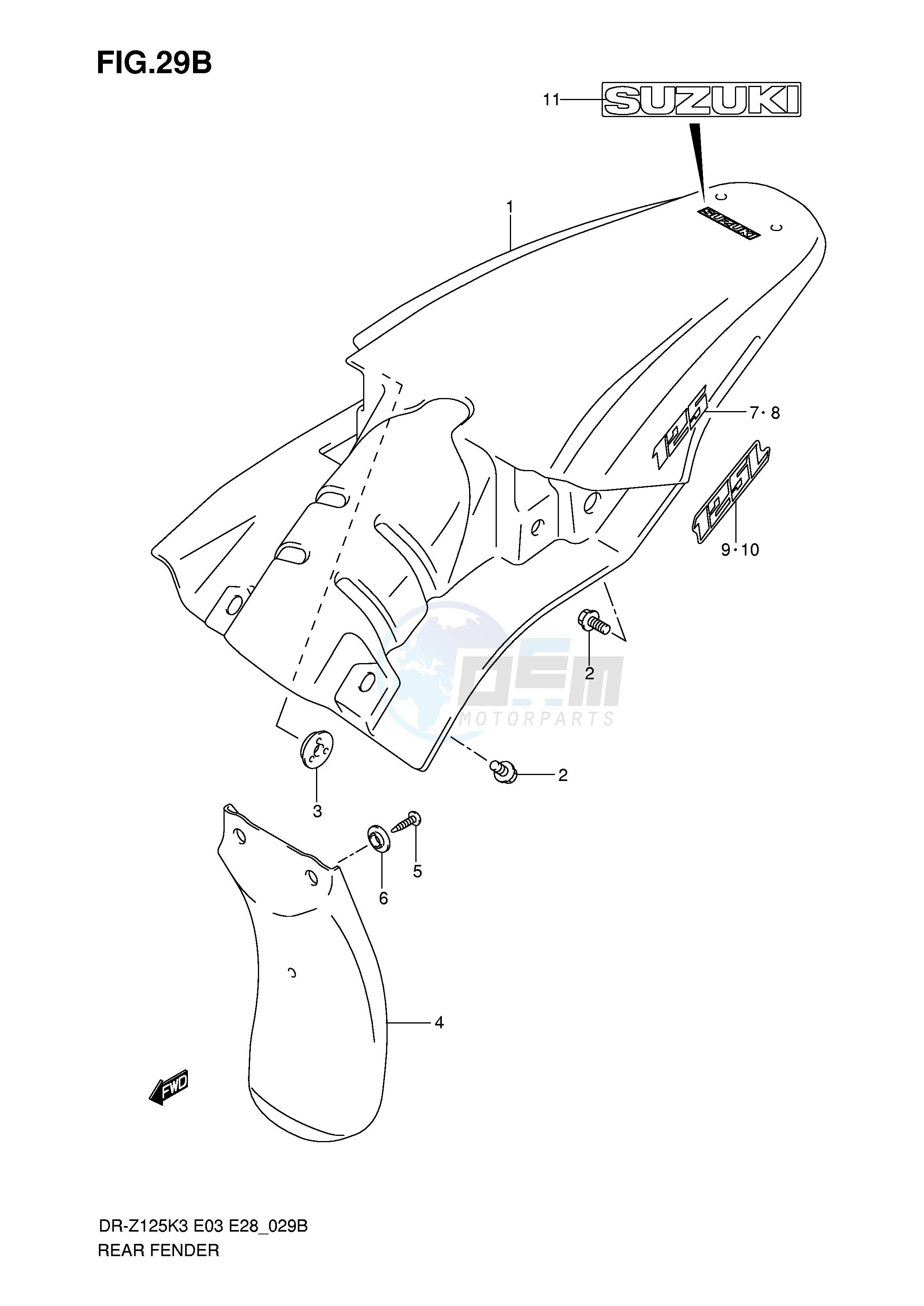 REAR FENDER (MODEL K7) blueprint
