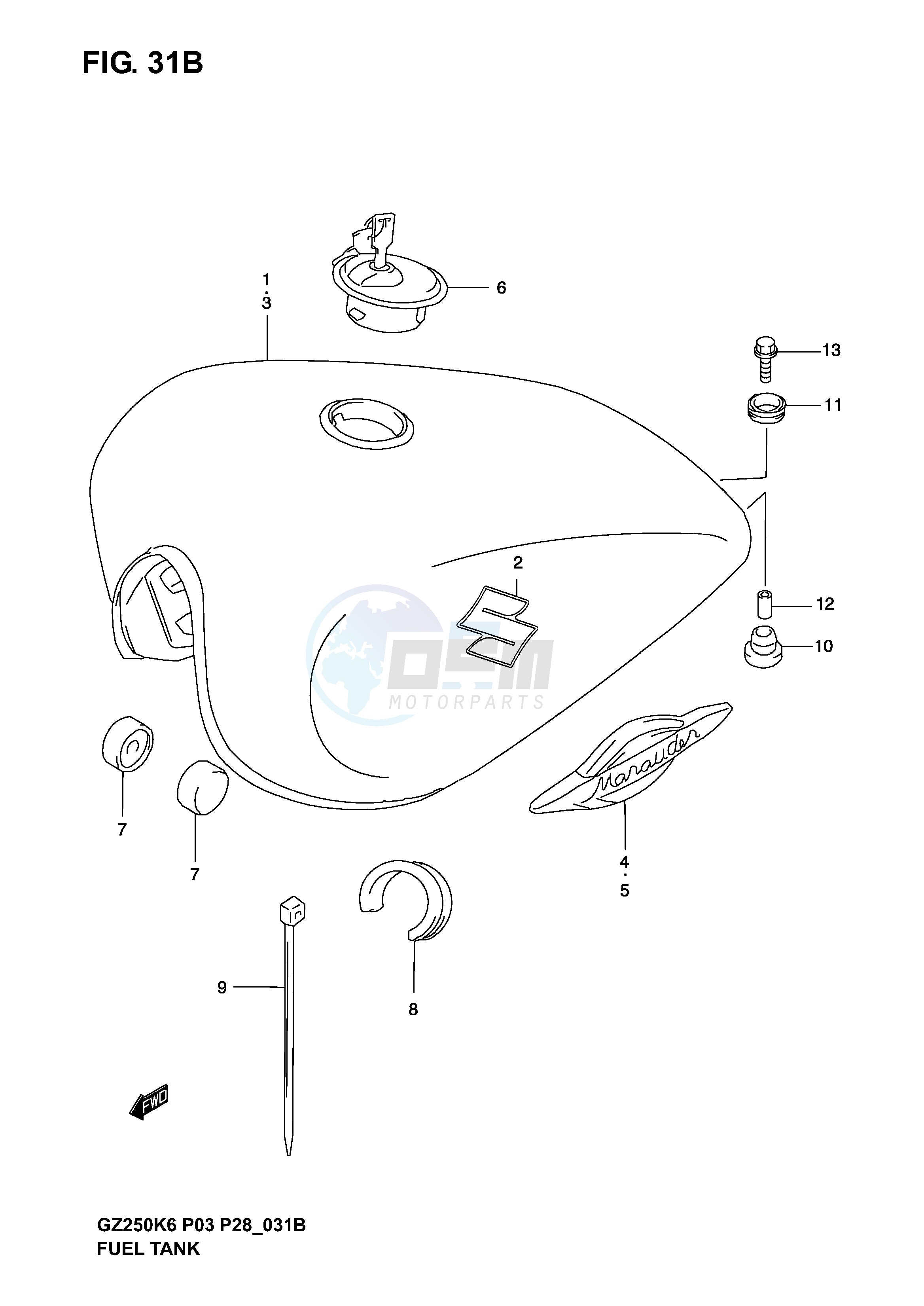 FUEL TANK (MODEL K5 K6) blueprint