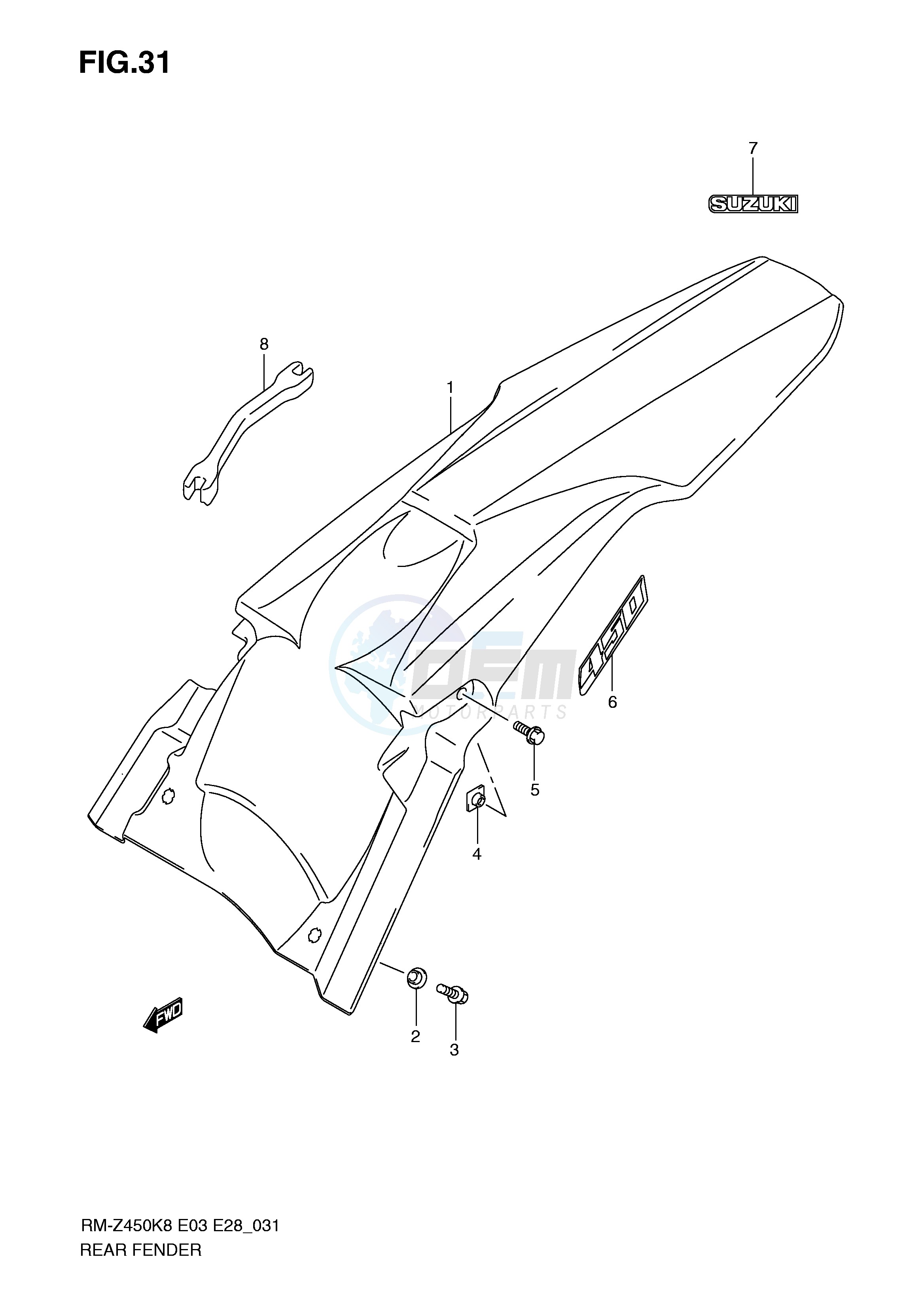 REAR FENDER (RM-Z450K8 K9 L0) image