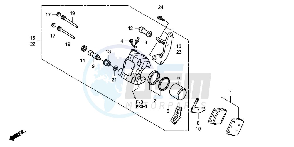 FRONT BRAKE CALIPER blueprint