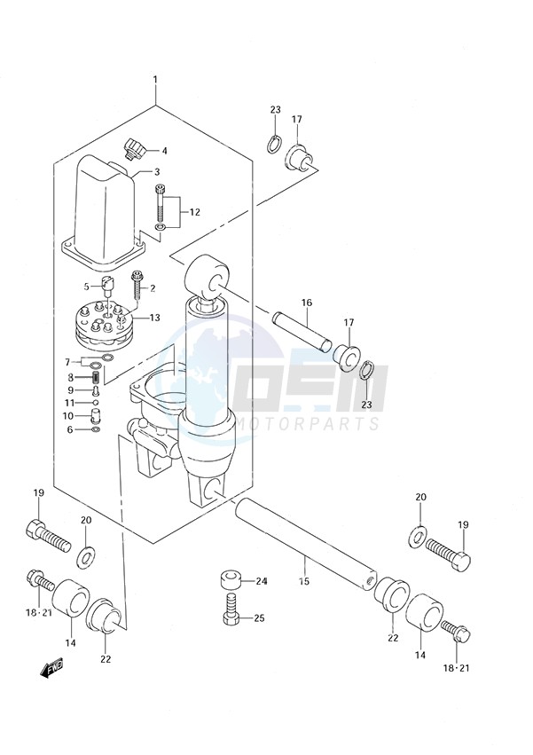 Mercury Outboard 25HP OEM Parts Diagram for Power Trim/Tilt