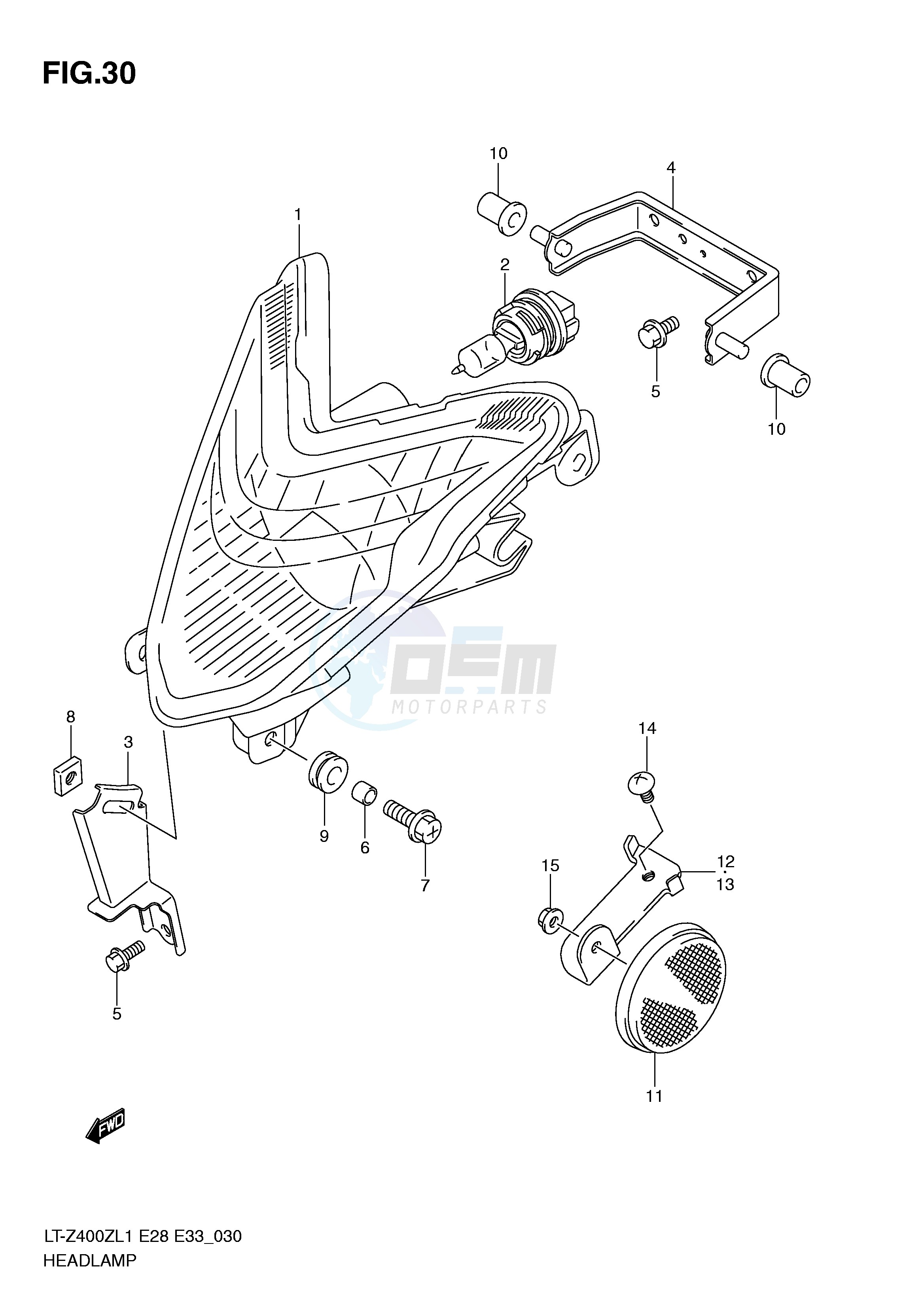 HEADLAMP (LT-Z400L1 E28) image