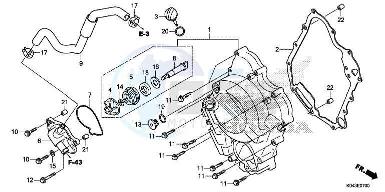 RIGHT CRANKCASE COVER/ WATER PUMP image