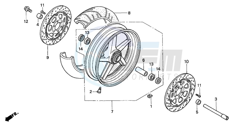 FRONT WHEEL (VTR1000SP2/3 /4/5/6) blueprint