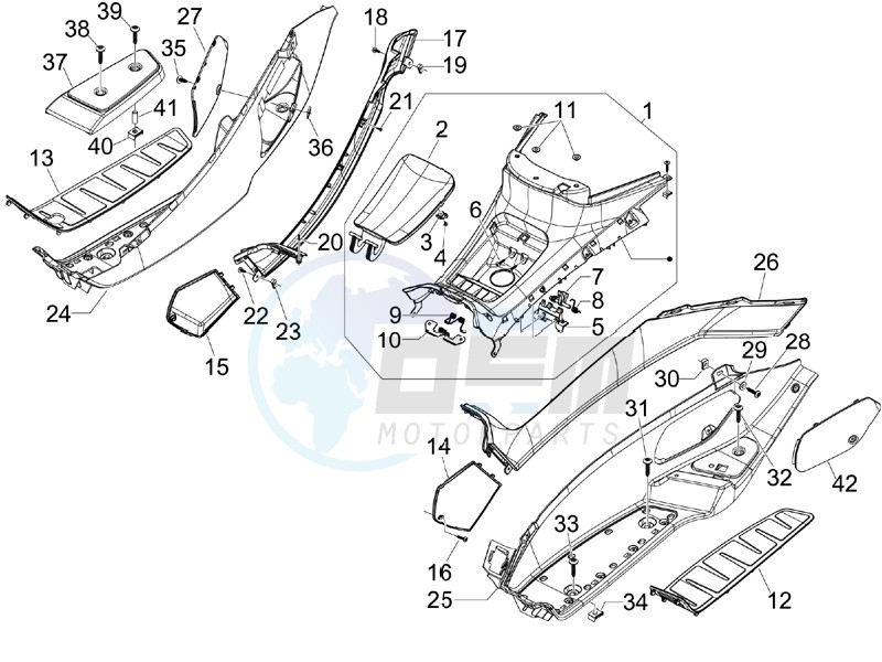 Central cover - Footrests image