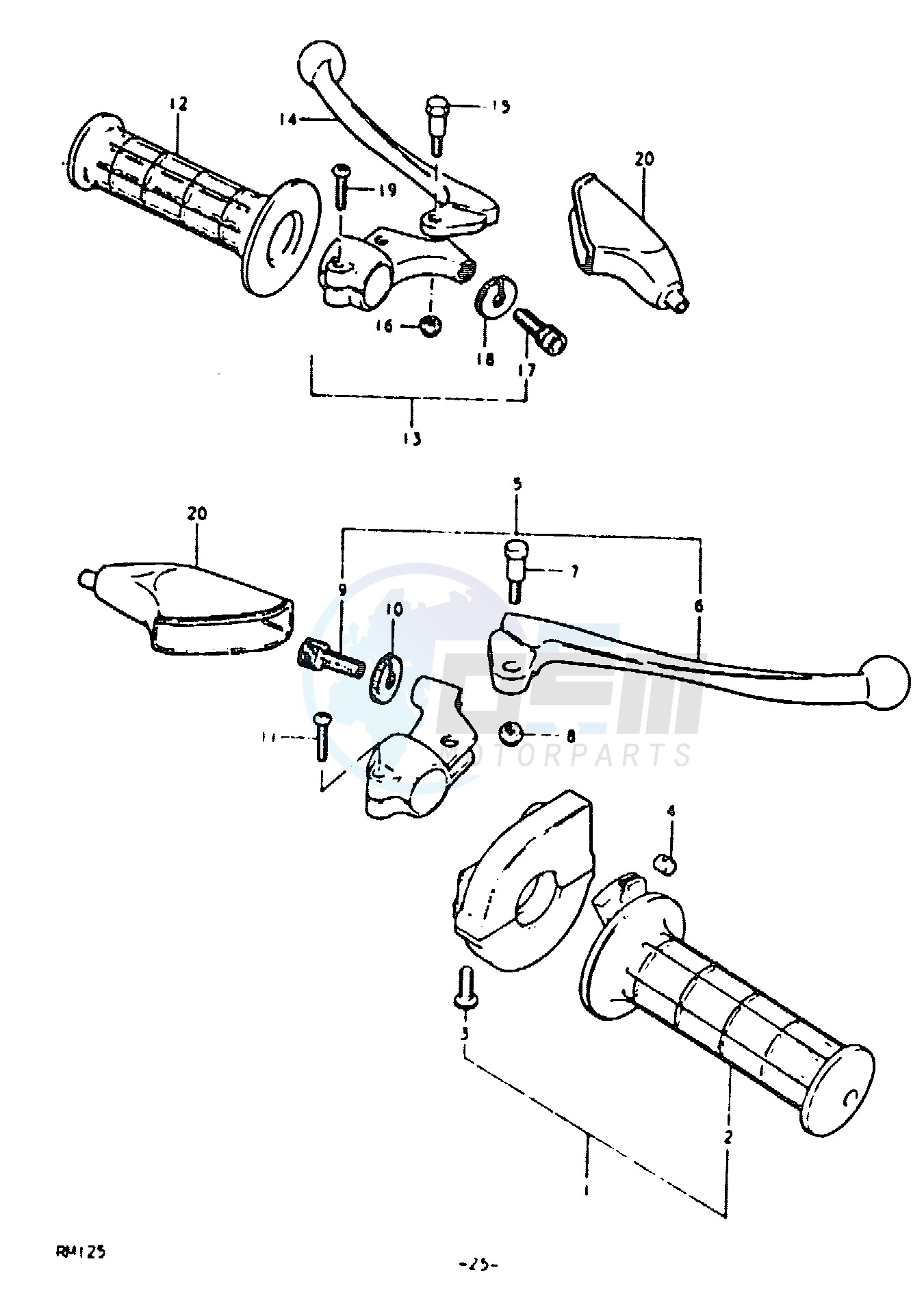 HANDLE GLIP - LEVER (RM125T) blueprint