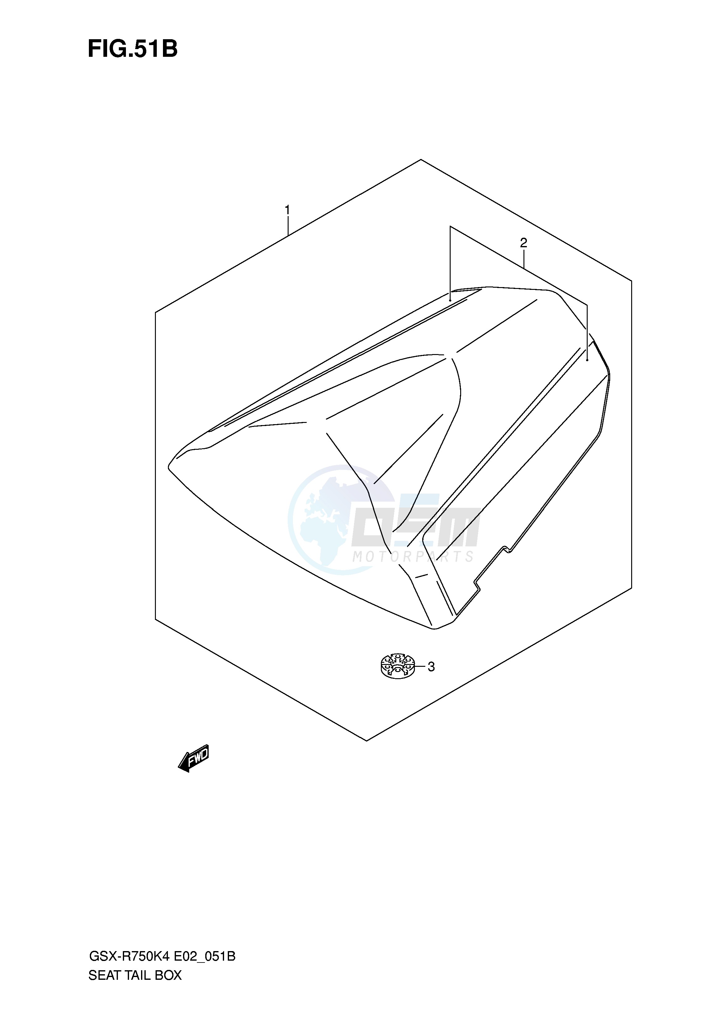 SEAT TAIL BOX (GSX-R750XK5 U2XK5) blueprint