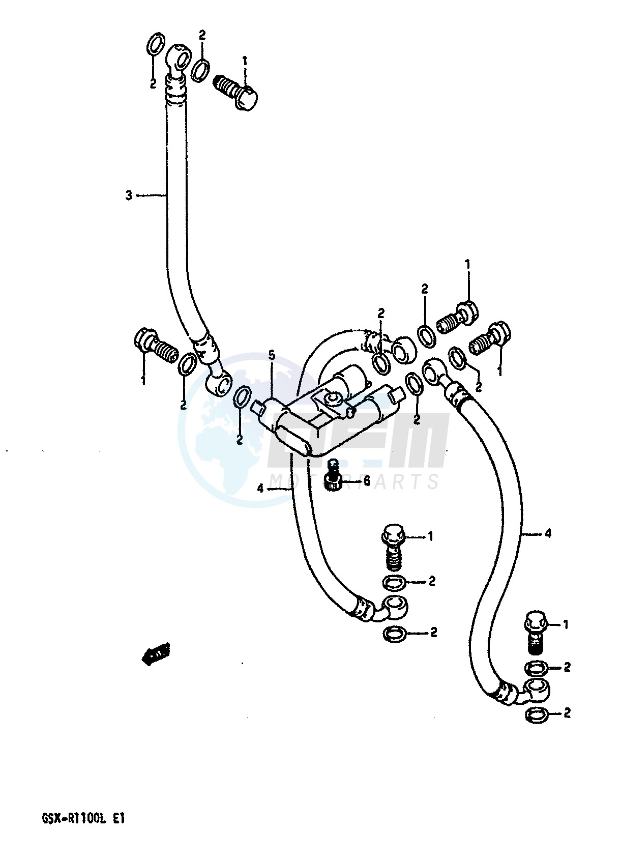 FRONT BRAKE HOSE (MODEL L E24) blueprint