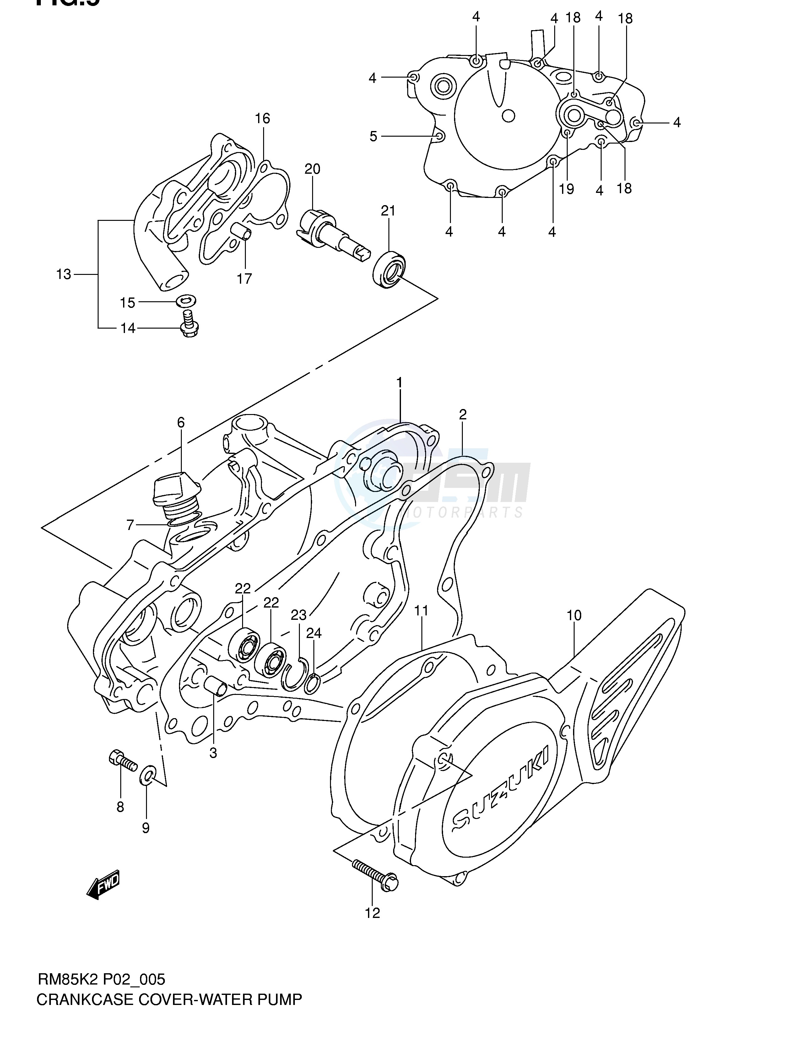 CRANKCASE COVER - WATER PUMP image