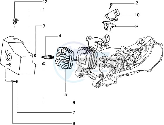 Cylinder head - Cooling hood - Inlet and induction pipe image