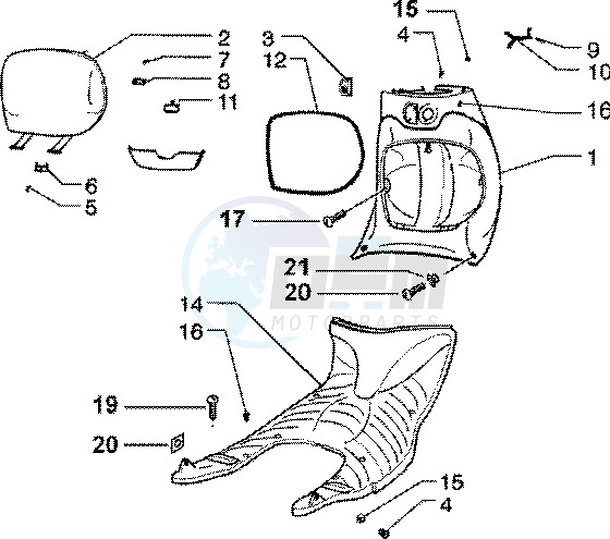 Front glove compartment - Rubber mat blueprint