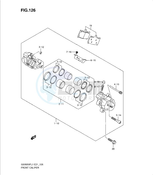 FRONT CALIPER (GSX650FL1 E24) blueprint