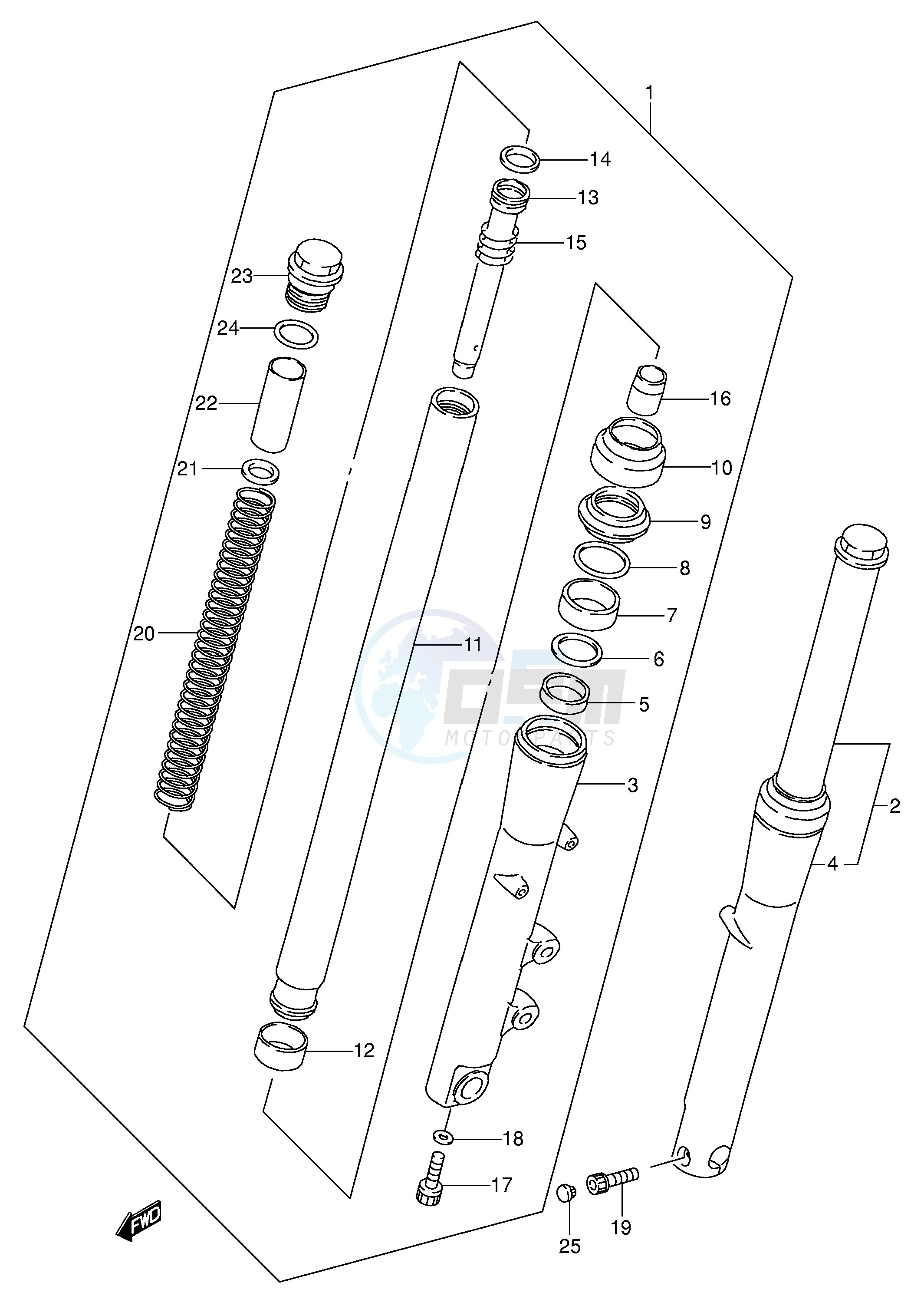 FRONT DAMPER (MODEL K1 K2 K3 K4) blueprint
