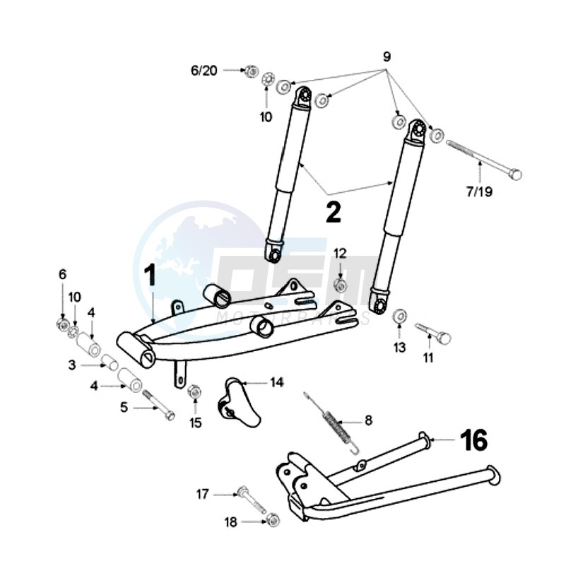 REAR SHOCK AND STAND blueprint