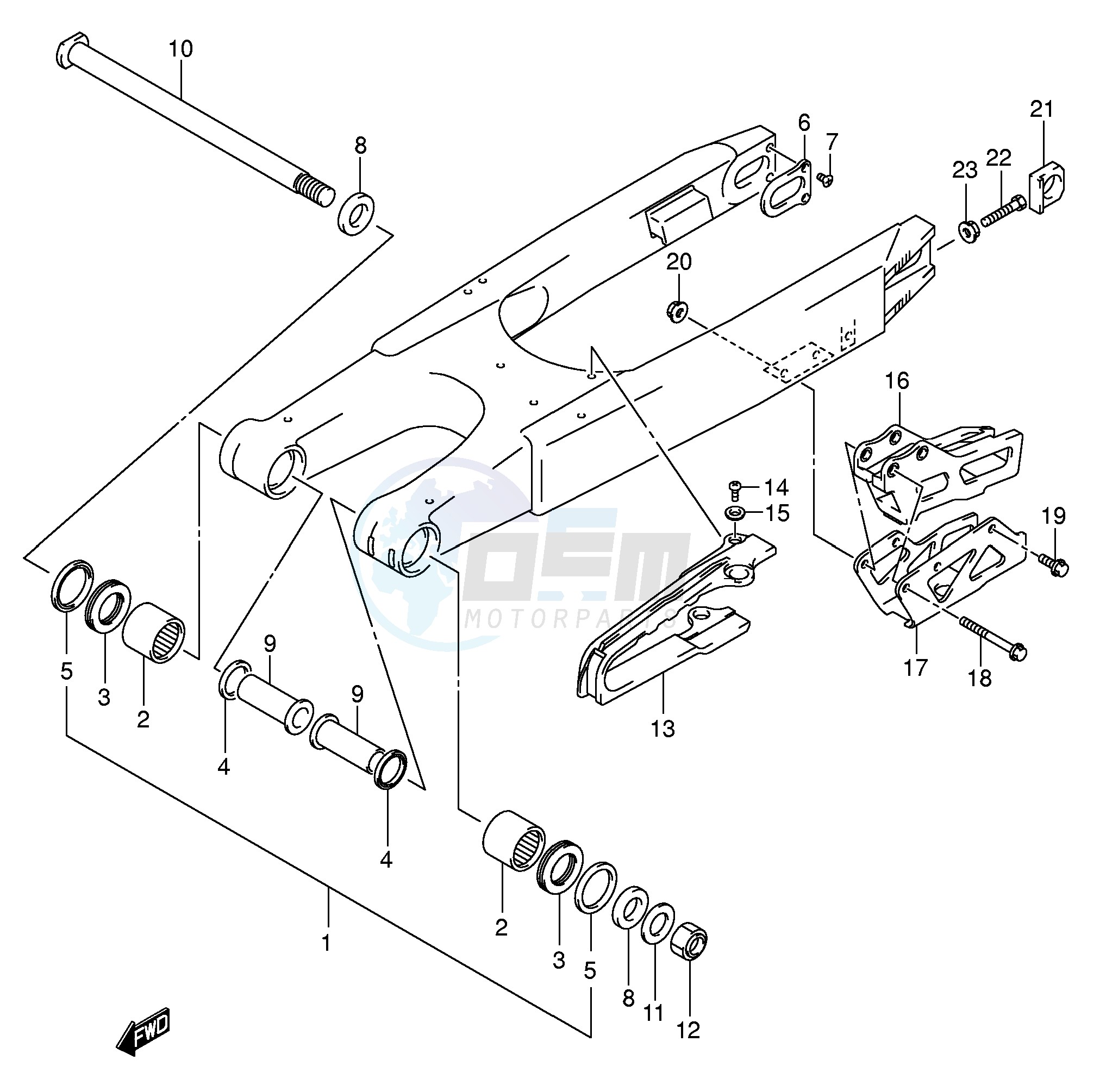 REAR SWINGING ARM (MODEL K5 K6) blueprint