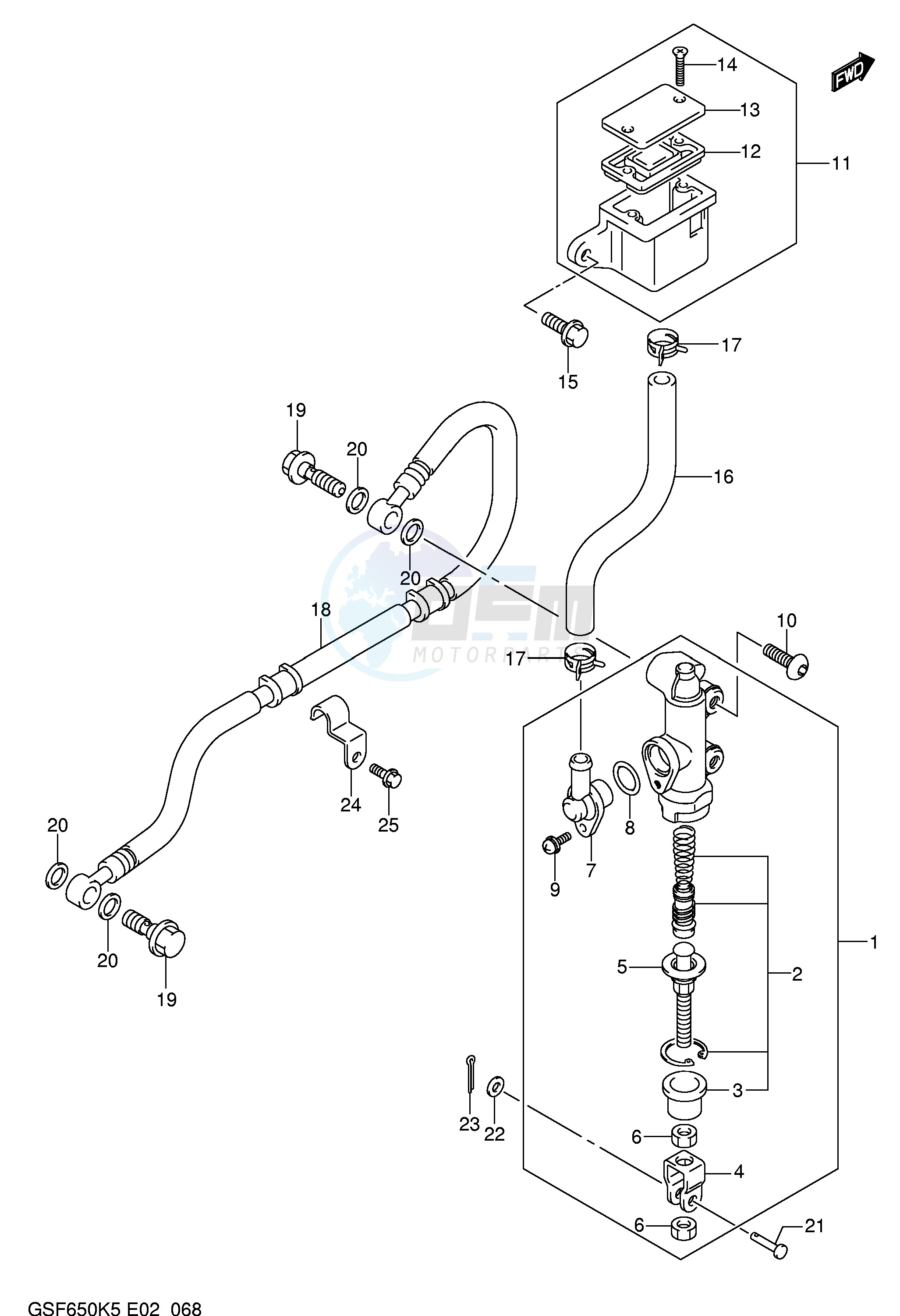 REAR MASTER CYLINDER (GSF650K5 UK5 SK5 SUK5 K6 UK6 SK6 SUK6) image