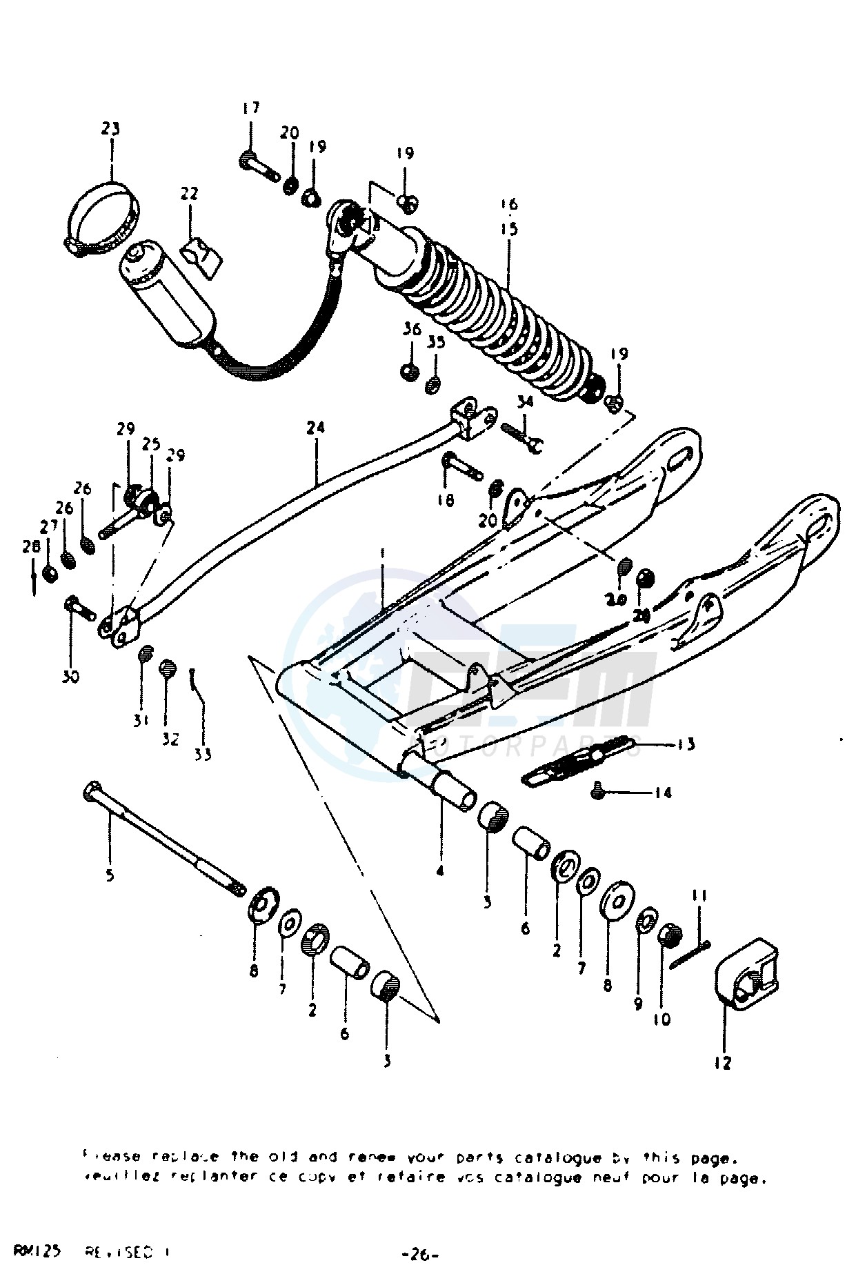 REAR SWINGING ARM (RM125N) blueprint