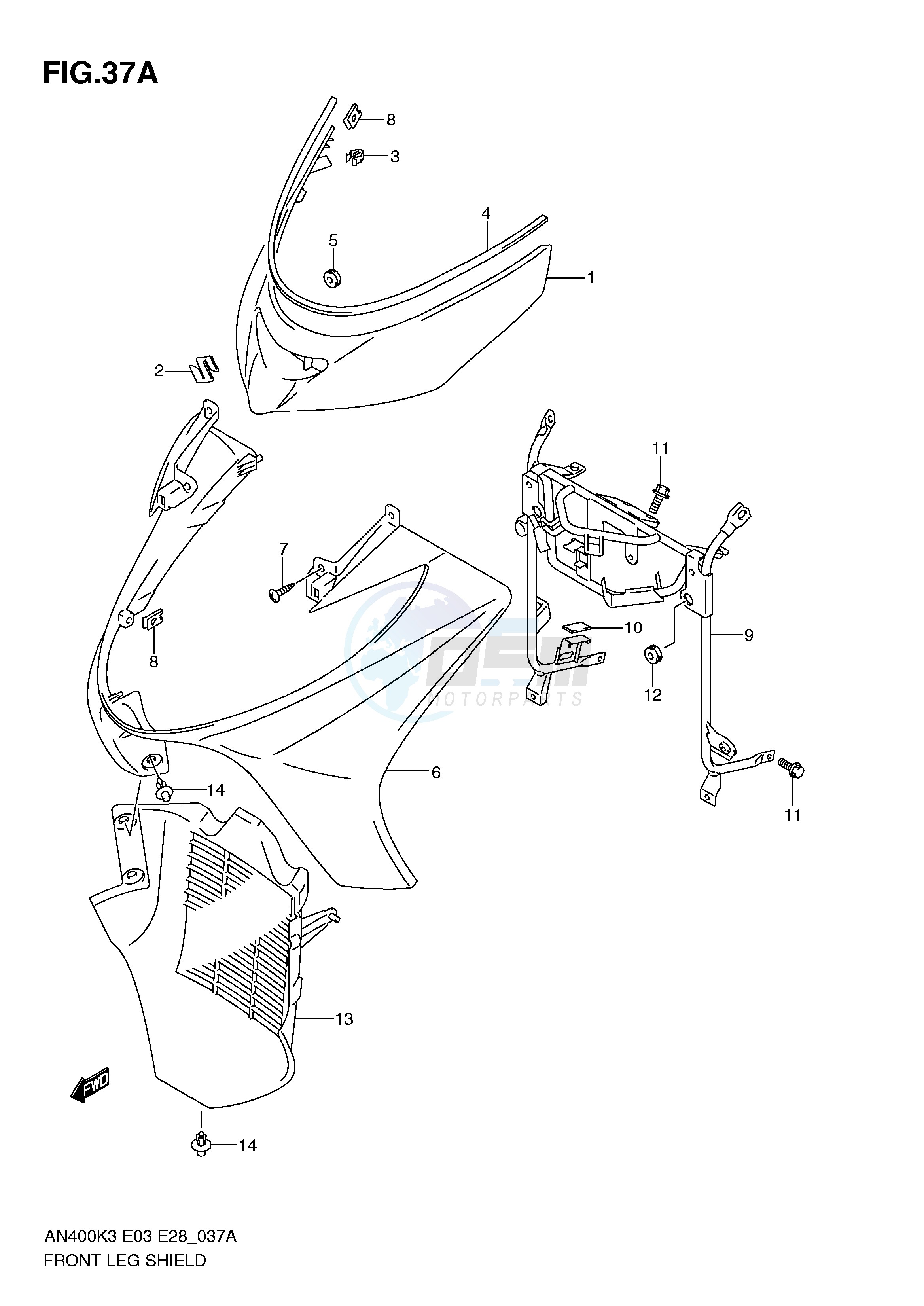 FRONT LEG SHIELD (MODEL K5 K6) blueprint