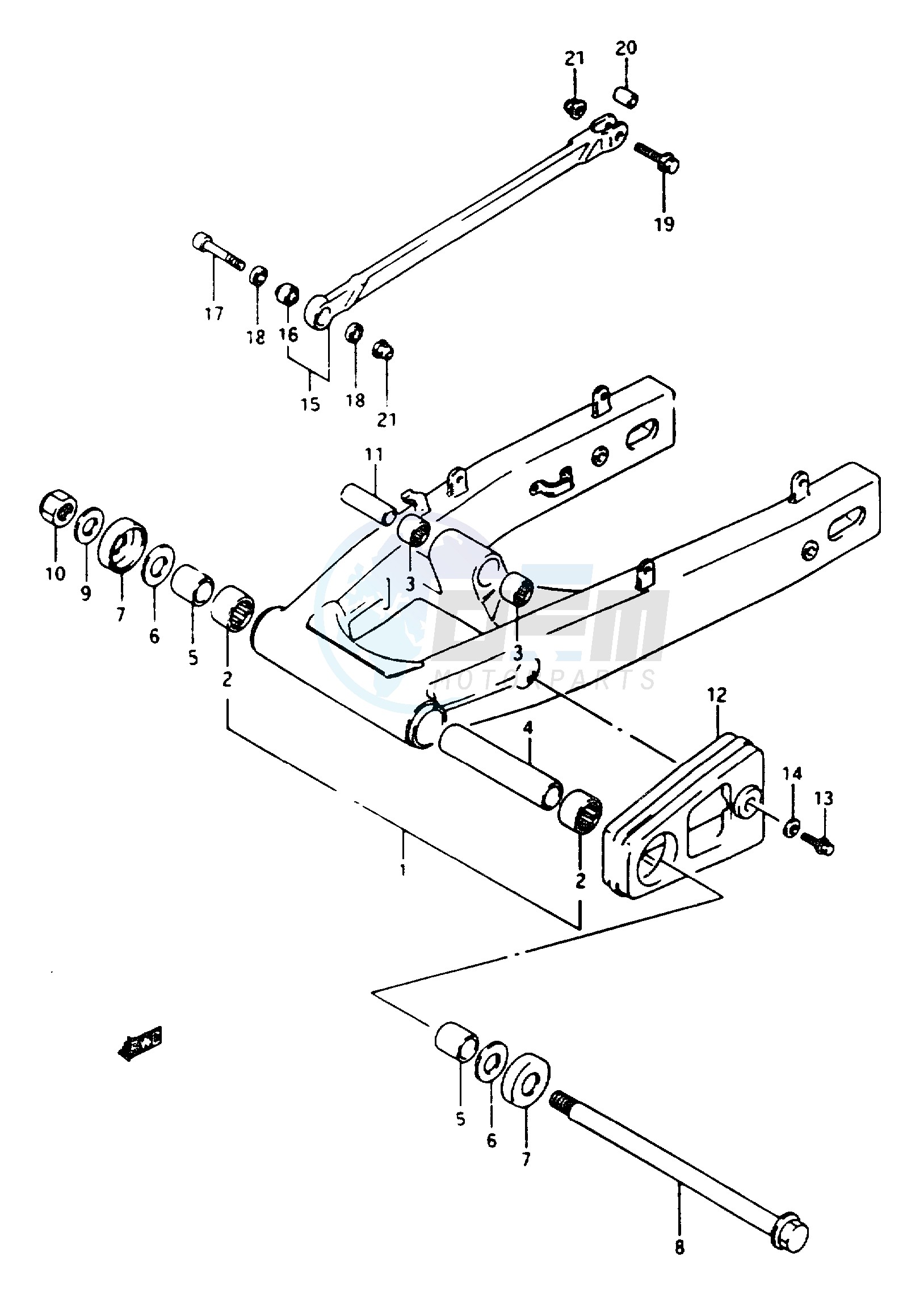 REAR SWINGING ARM (MODEL J K) blueprint