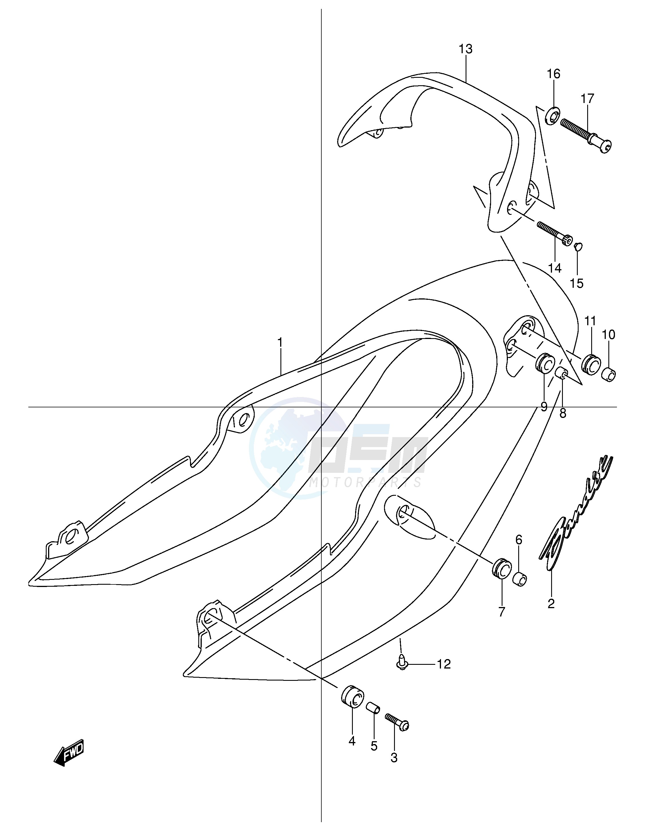 SEAT TAIL COVER (GSF600Y UY) blueprint