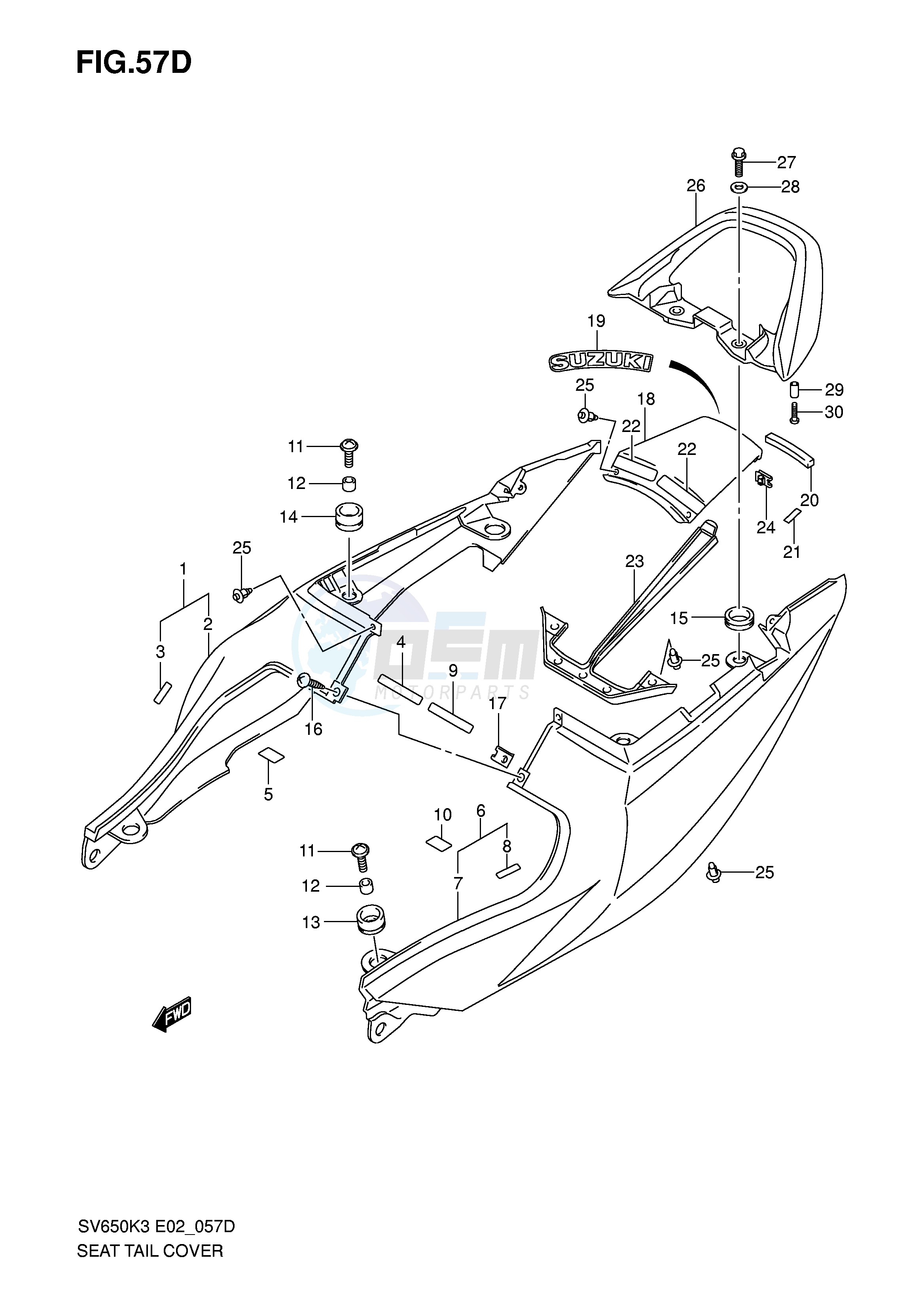 SEAT TAIL COVER (SV650SK5 SUK5) blueprint