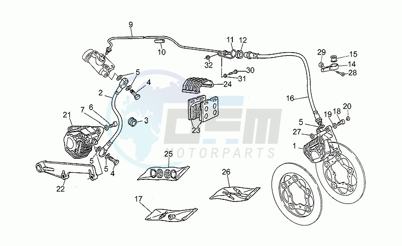 Front lh/rear brake system image