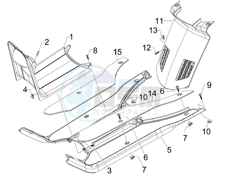 Central cover - Footrests blueprint