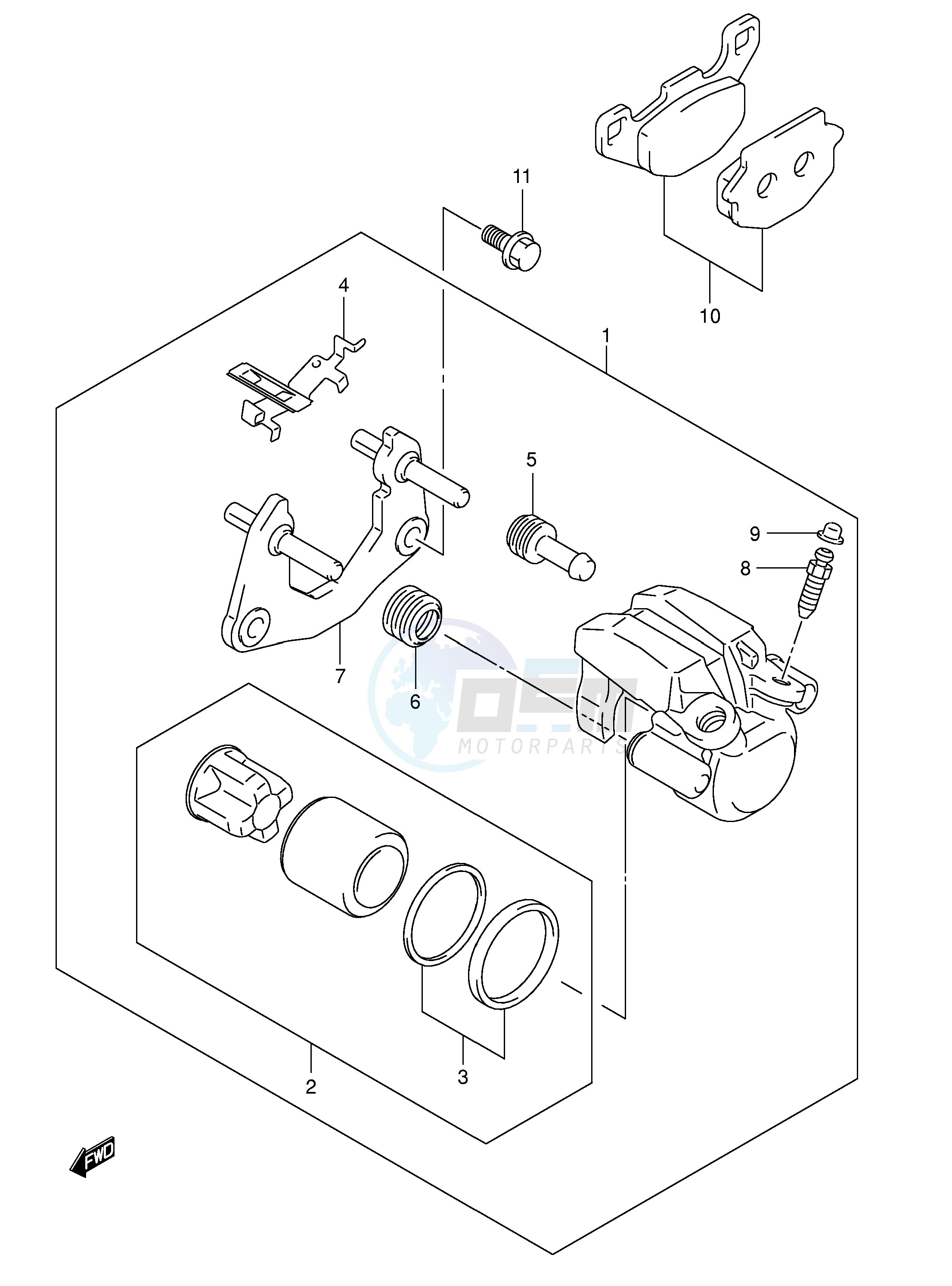 REAR CALIPER (MODEL K5 K6 K7) blueprint