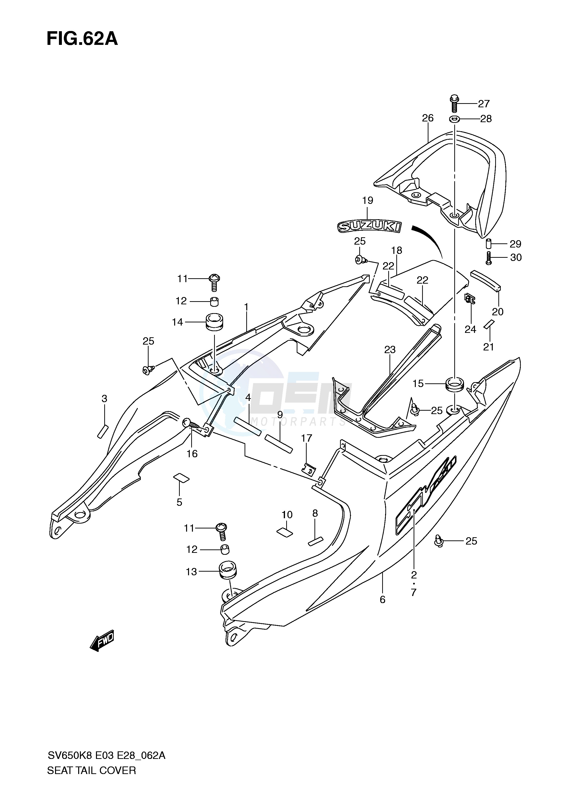 SEAT TAIL COVER (SV650K9 AK9) blueprint