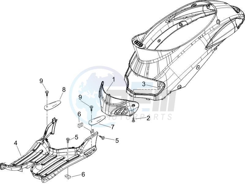 Central cover - Footrests image