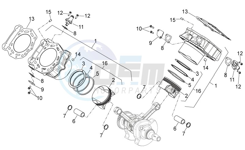 Cylinder with piston blueprint