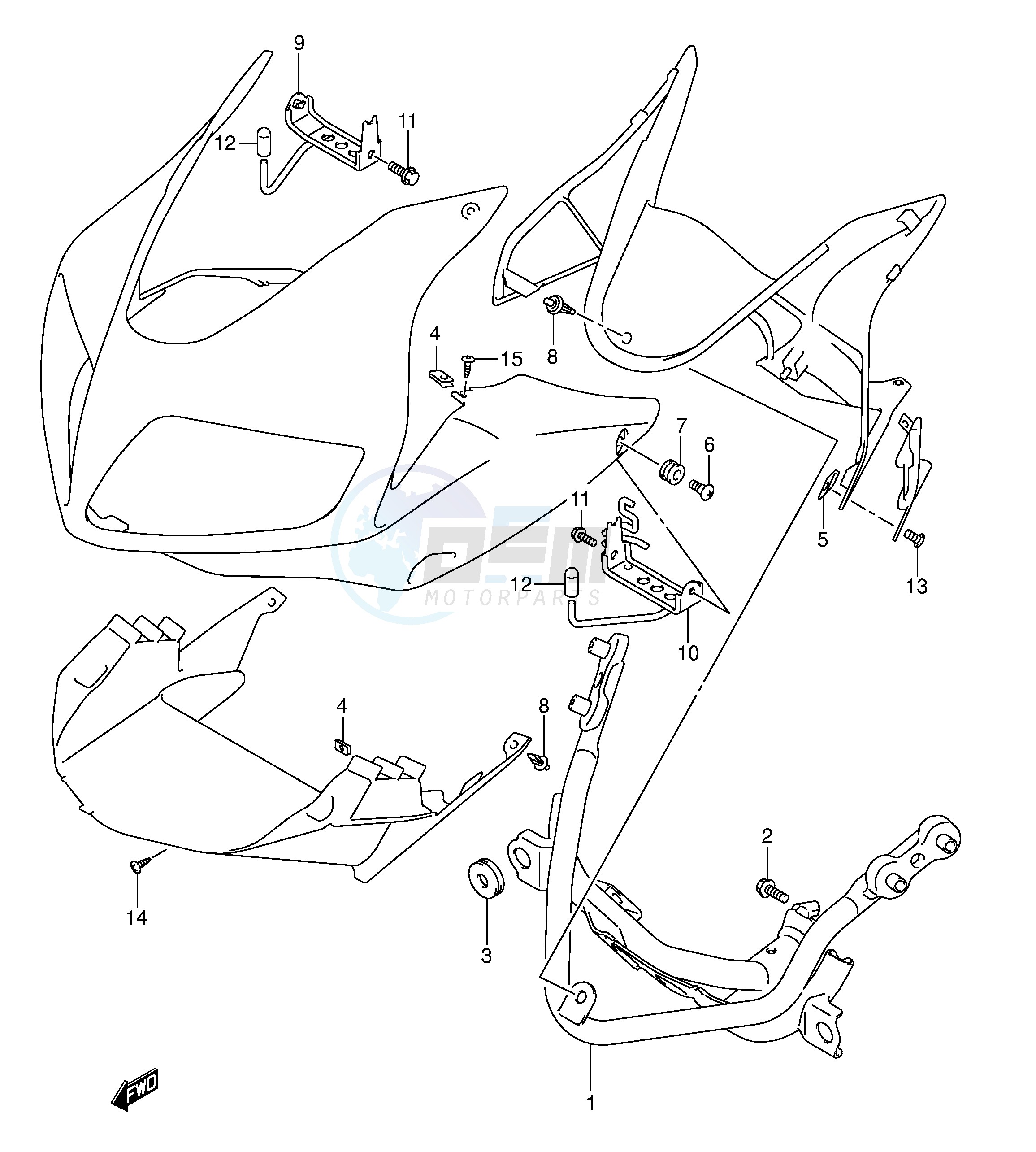 COWLING INSTALLATION PARTS (WITH COWLING) blueprint
