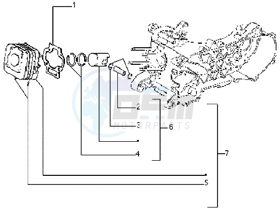 Cylinder-piston-wrist pin assy blueprint
