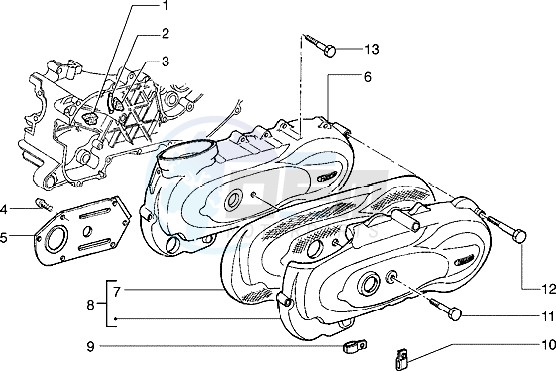 Crankcase cover clutch side blueprint
