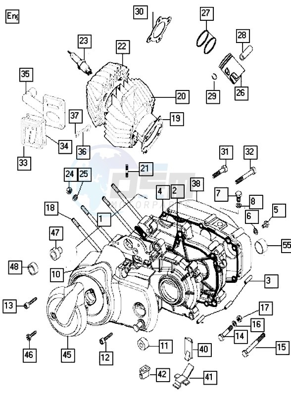 Crankcase-cylinder blueprint