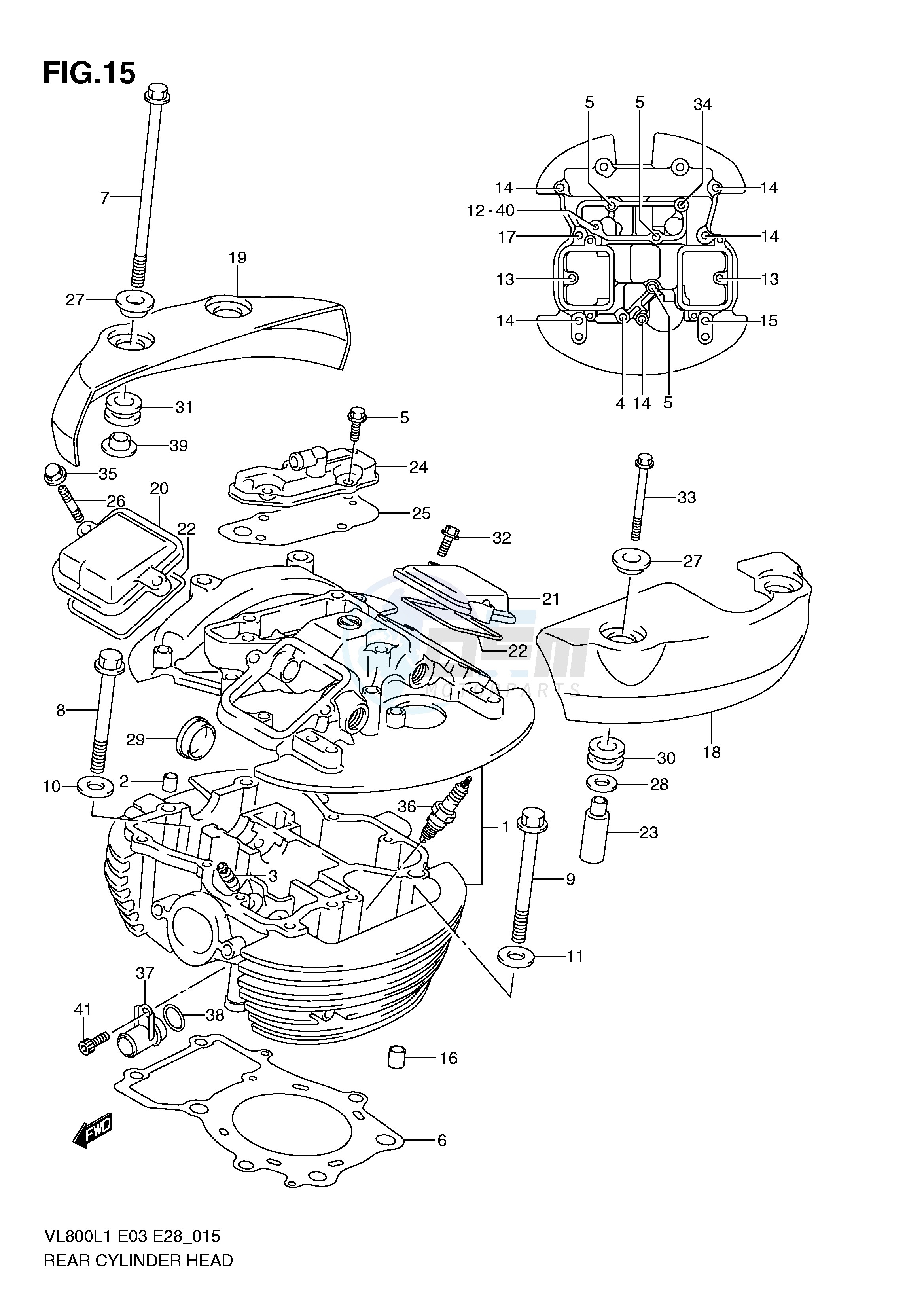 REAR CYLINDER HEAD (VL800CL1 E28) blueprint