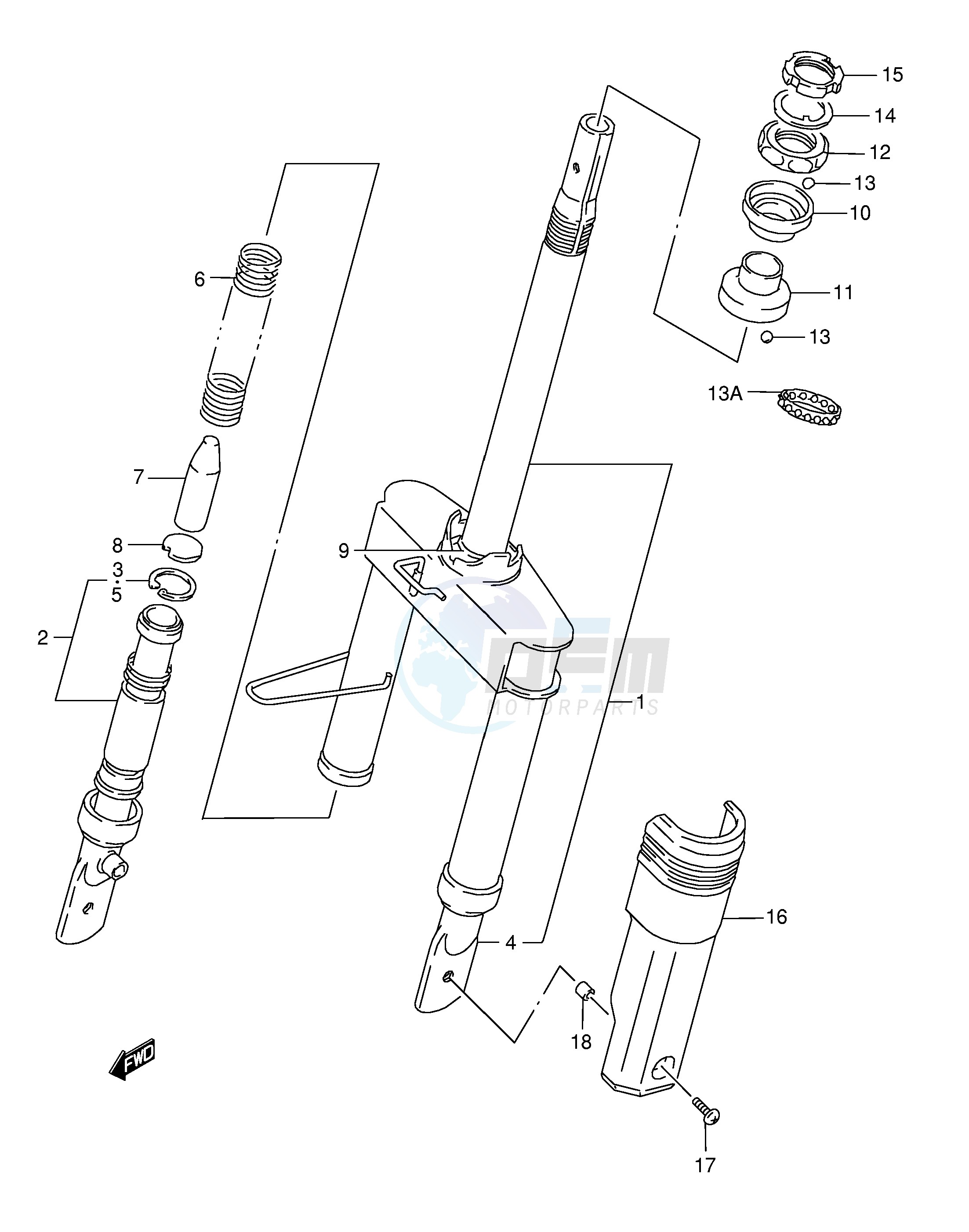 FRONT FORK (SEE NOTE) blueprint