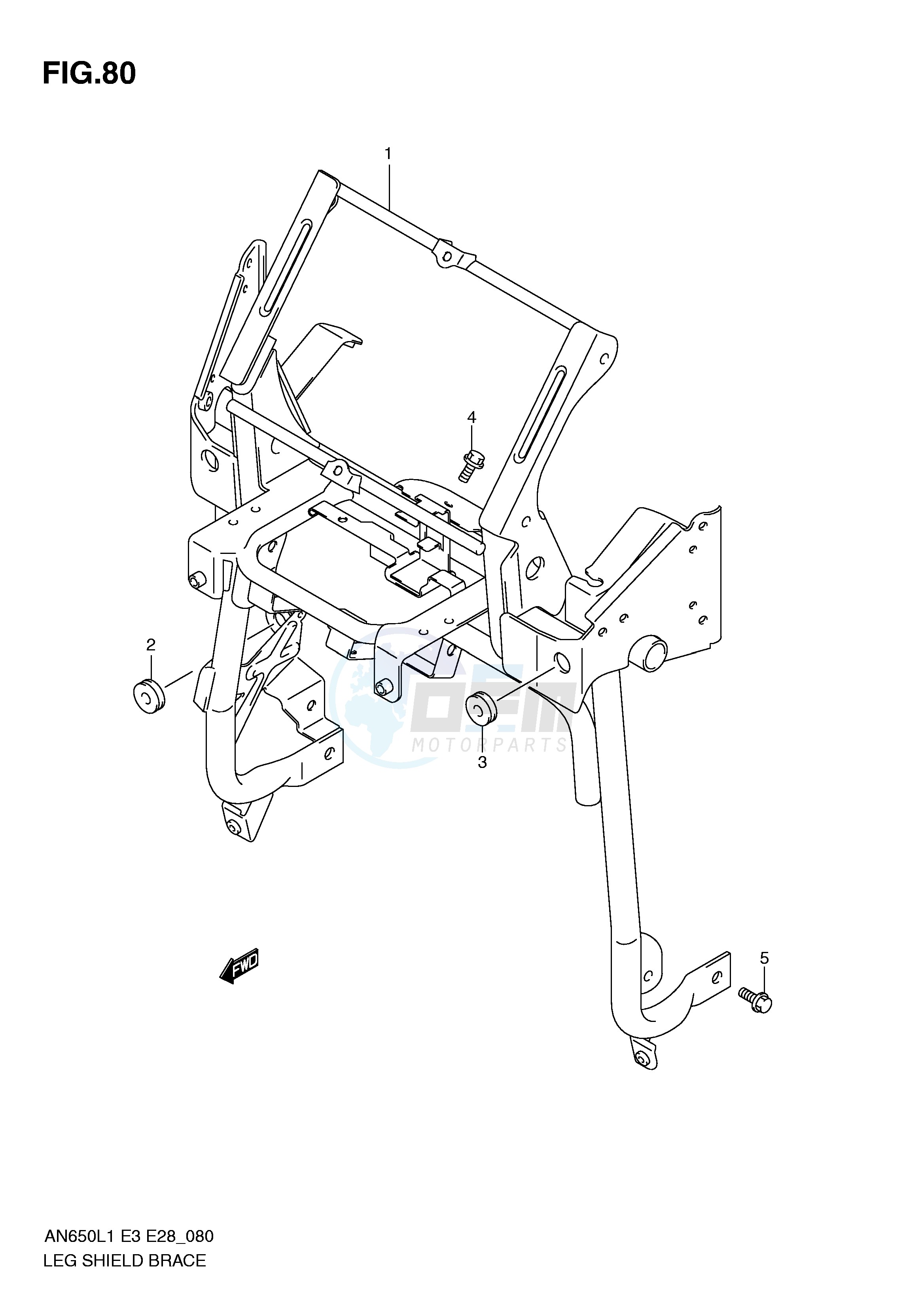 LEG SHIELD BRACE (AN650AL1 E28) blueprint