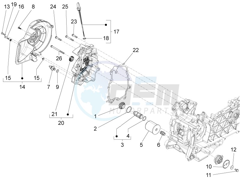 Flywheel magneto cover - Oil filter blueprint