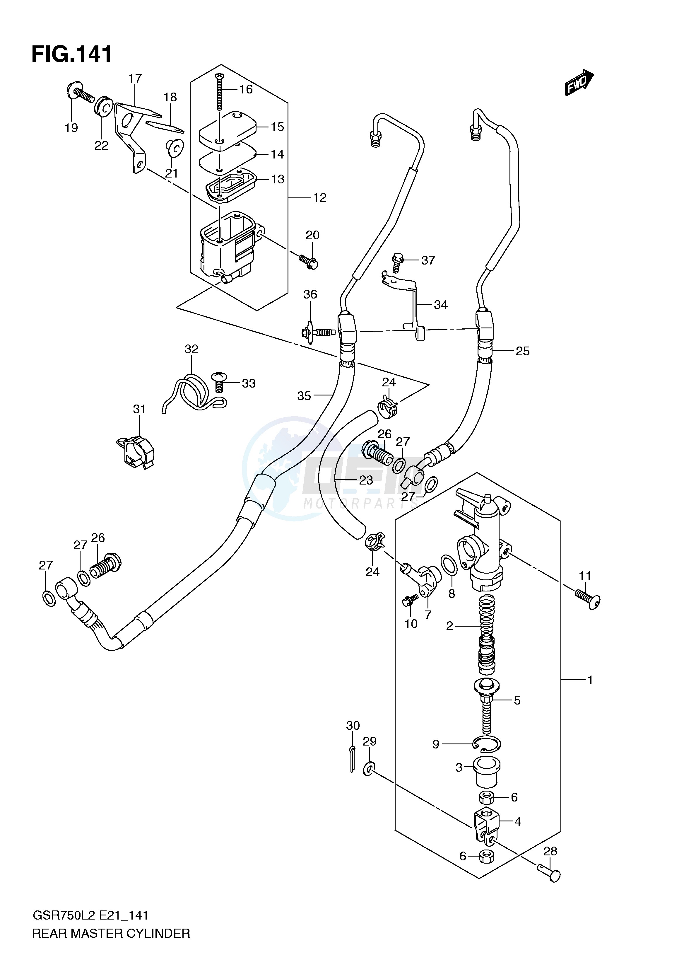 REAR MASTER CYLINDER (GSR750AL2 E21) blueprint