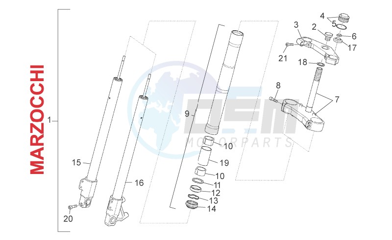 Front fork Marzocchi blueprint