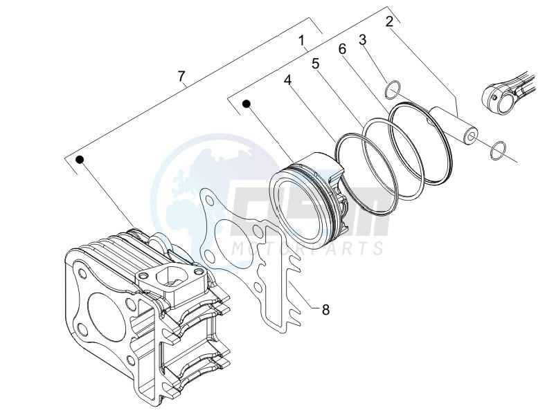 Cylinder-piston-wrist pin unit image