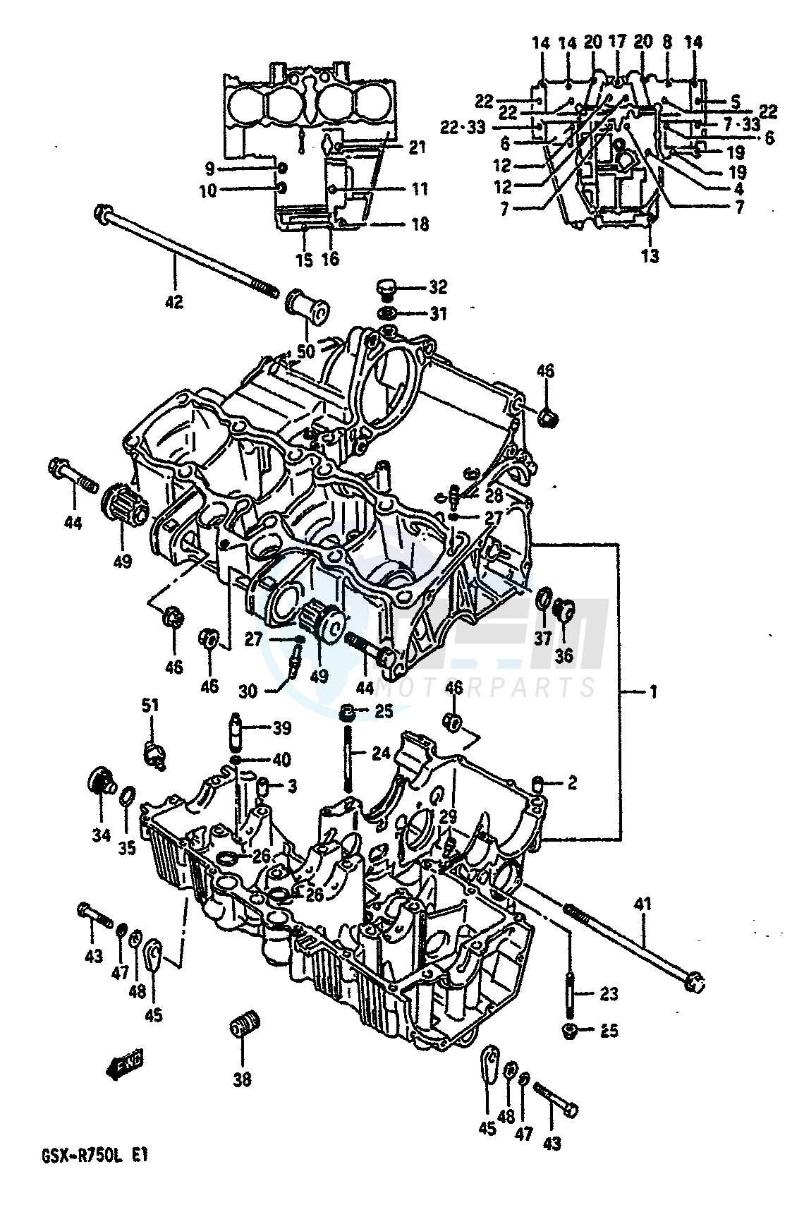 CRANKCASE (MODEL J K) blueprint