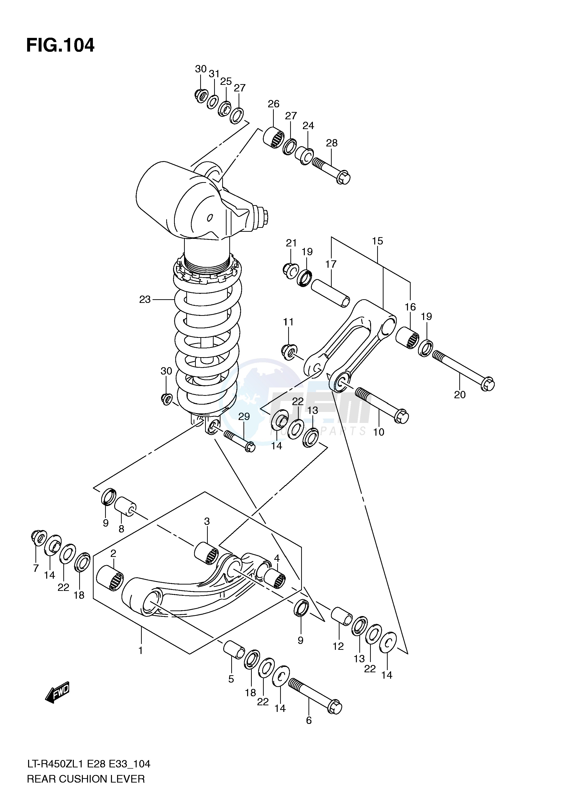 REAR CUSHION LEVER (LT-R450ZL1 E33) blueprint