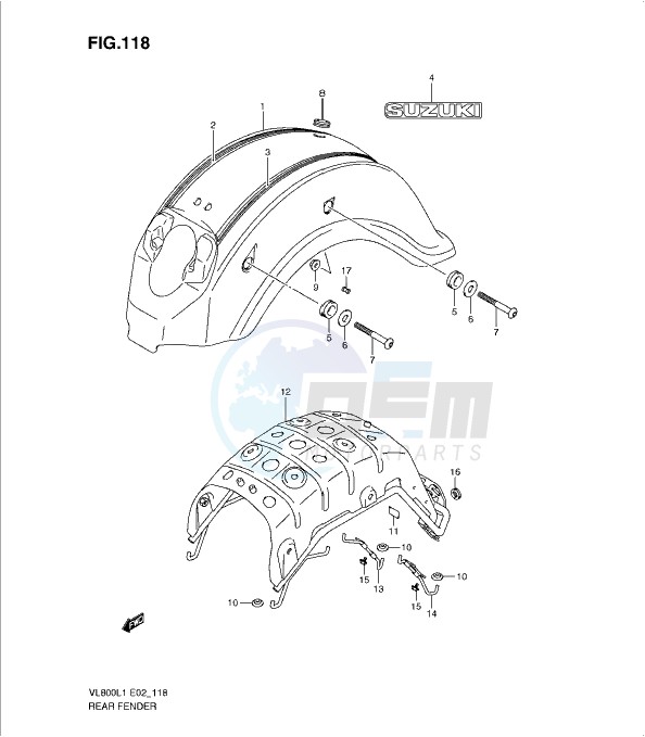 REAR FENDER (VL800CUEL1 E19) blueprint