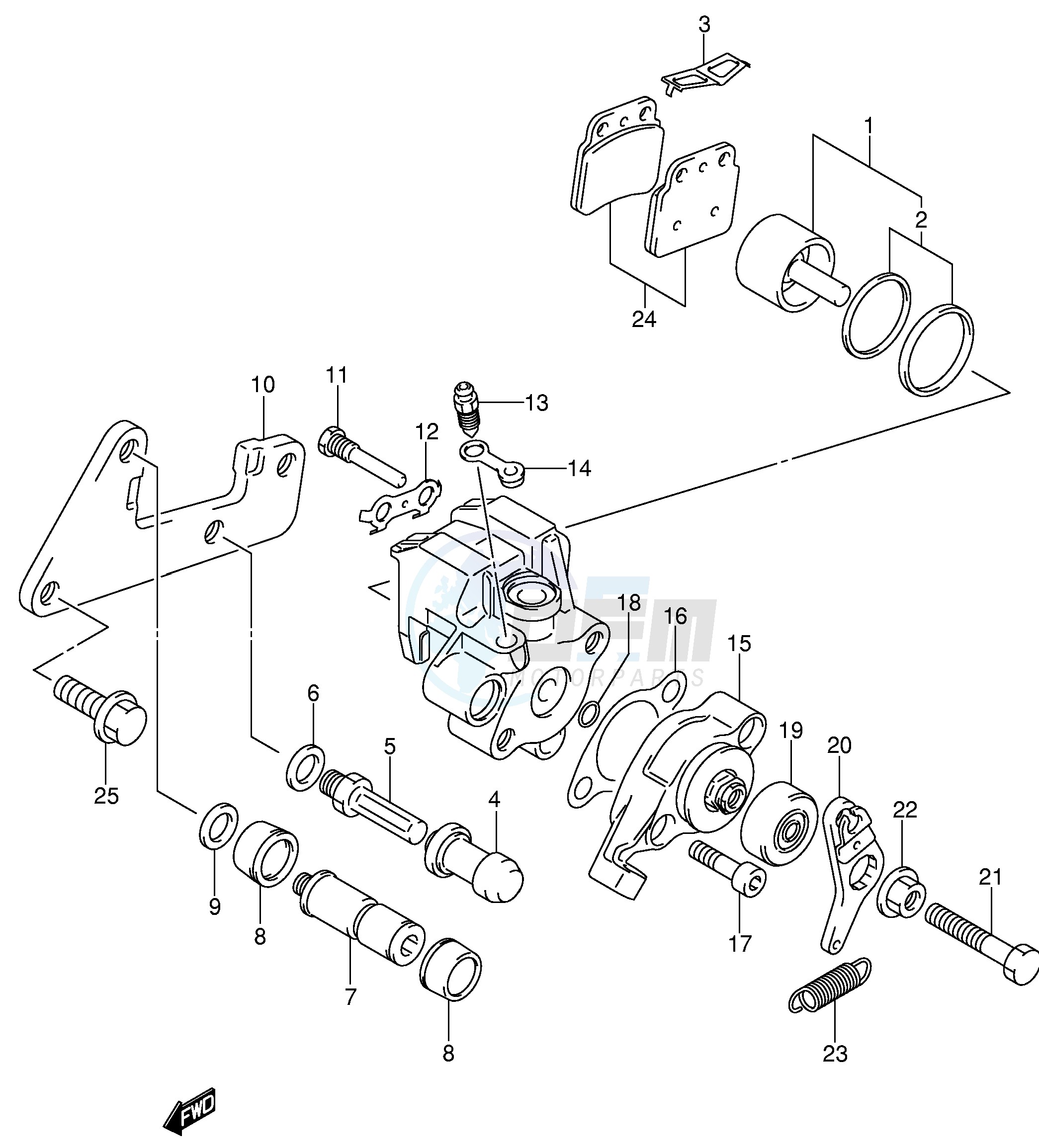 REAR CALIPER (MODEL K4 K5 K6 K7) blueprint
